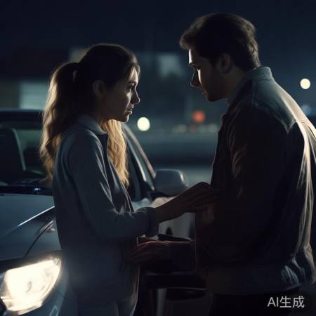 女司机慌张寻物，男友安慰