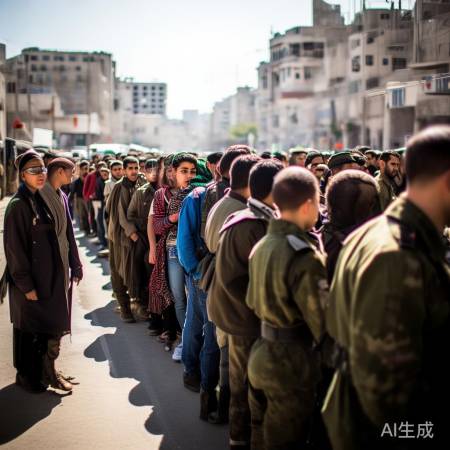 巴勒斯坦民众排队遭遇以军押送现场直击