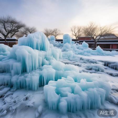 北京冬日罕见冰河奇观