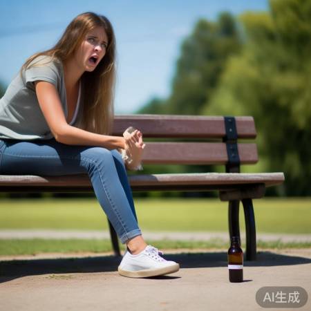 女子公园散步踩到化骨水