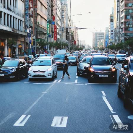 女子悠闲过斑马线引发大堵车，周边路况受影响