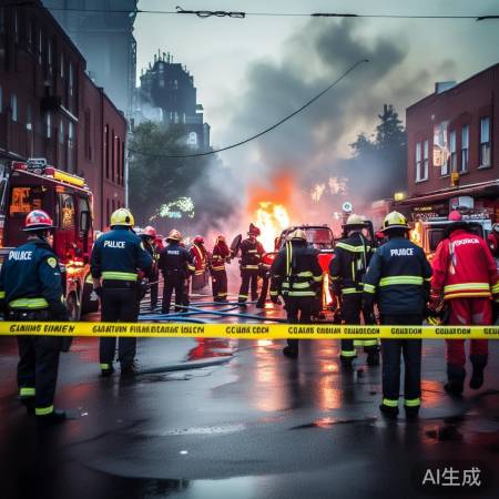 消防员警察紧急处置泄漏