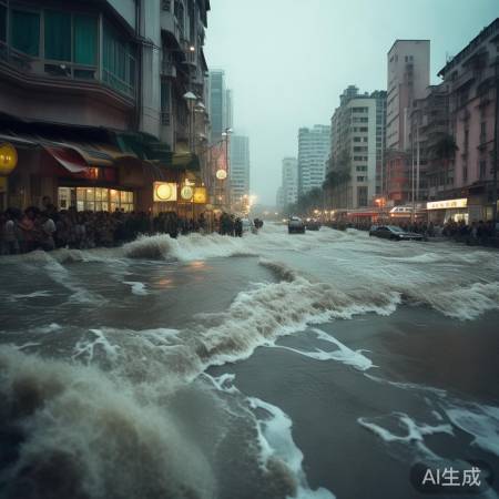 澳门海水倒灌，市民街头摸鱼实况直击