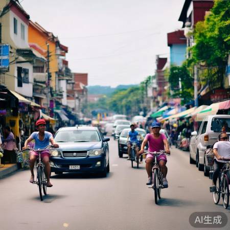泰国街头自行车，新手小心轮滑！