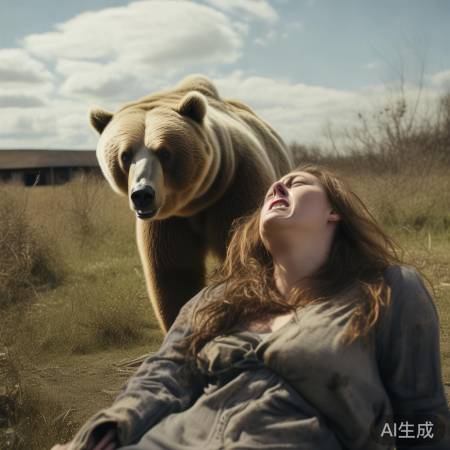 孕妇晕倒,熊离开,孕妇逃走报警