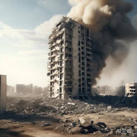 加沙一高层建筑遭袭击倒塌：现场惊心动魄