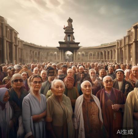 广场庄严热烈，老人们笑颜如花