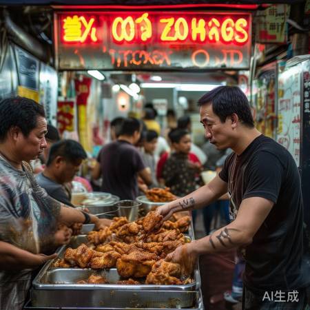 鸡排店生意火爆，手臂疤痕成成功