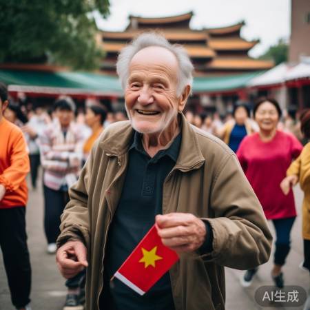 外国大叔学跳广场舞