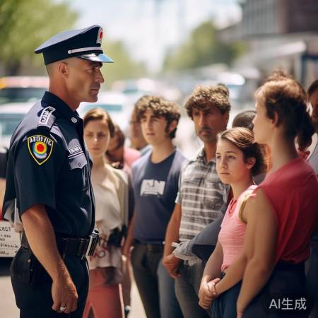 交警烈日下耐心执法