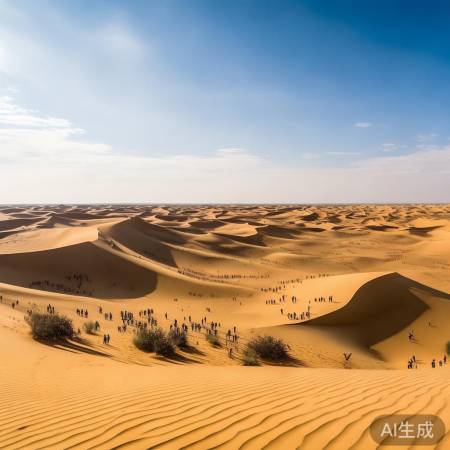鸣沙山壮观：人海沙浪，一望无际