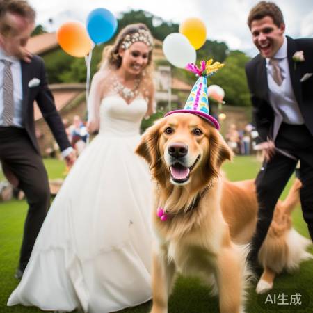 金毛犬婚礼添喜气