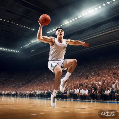 杨瀚森三分线外闪电上篮