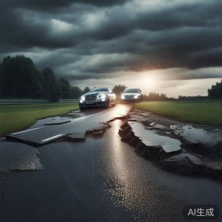 路面坍塌，出行需小心