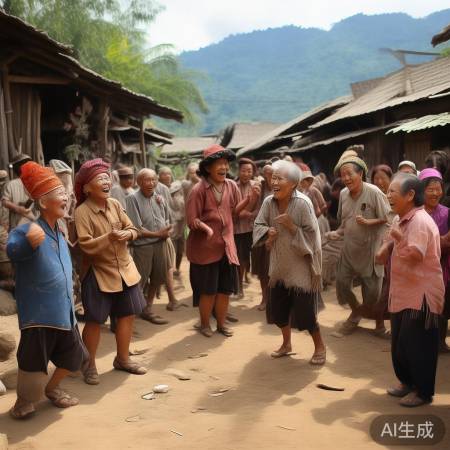 农村老人演绎有趣