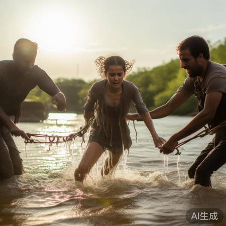 女童坠河险情，两小伙鱼钩施救传佳话