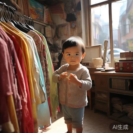 三岁萌娃看店卖衣服，妈妈外出放心无忧
