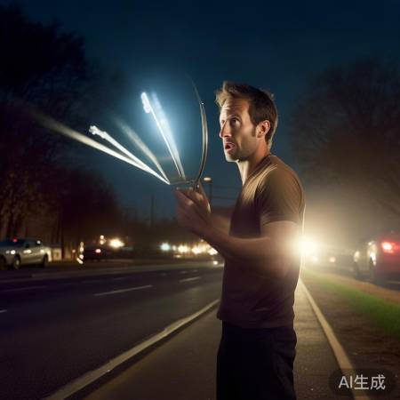 男子巧用反手爆闪，汽车远光瞬间回击！