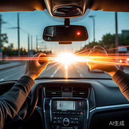 男子快速反射远光灯