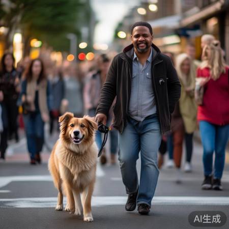 盲人与导盲犬过马路