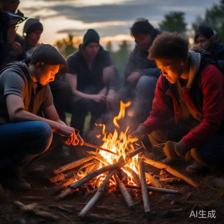野外生火做饭，技术考验大