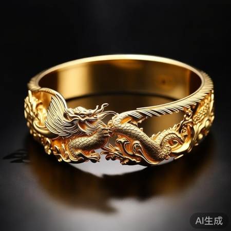 24K纯金龙凤镯,价值连城
