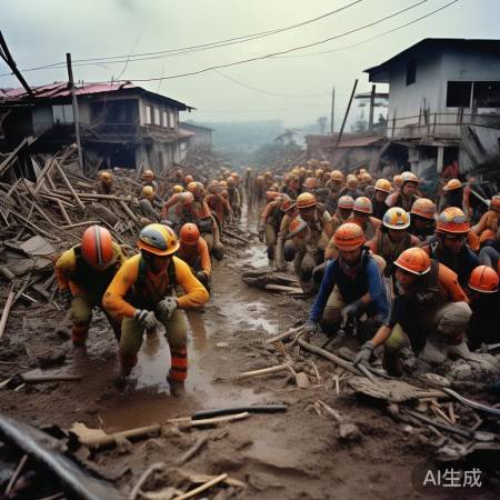 救援队伍救出被困群众