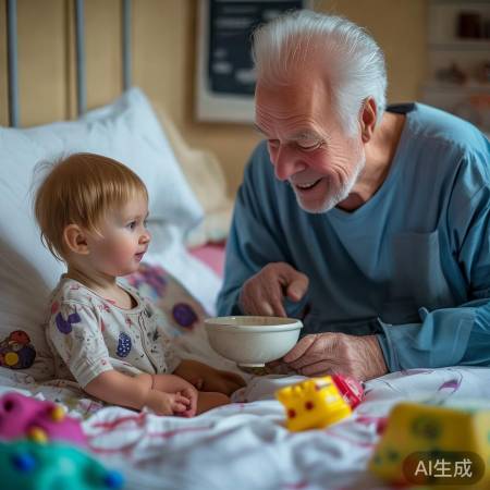 七旬老人悉心照顾一岁孙子，共度住院时光