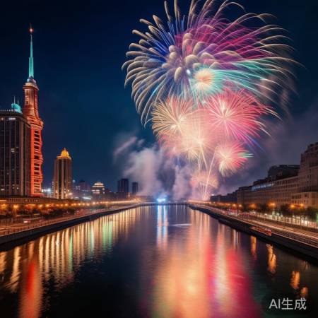 天津海河烟花秀，美不胜收