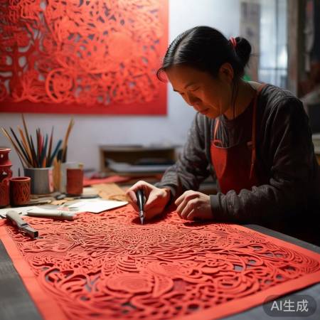 剪纸艺术家作品走红抖音