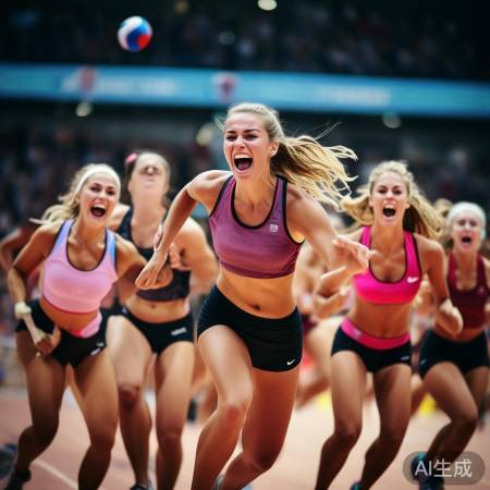 少女球场斗志昂扬