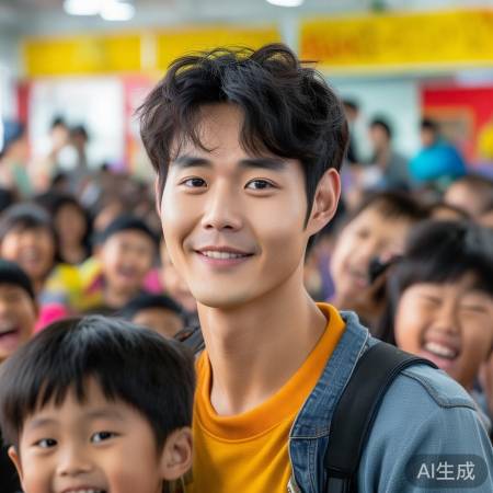 肖战眼含笑意，萌娃欢颜映眼帘