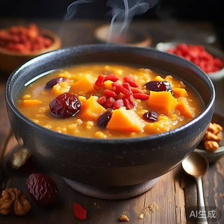 红薯粥加红枣枸杞核桃