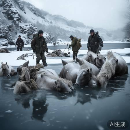 冻马凄凉等待救援