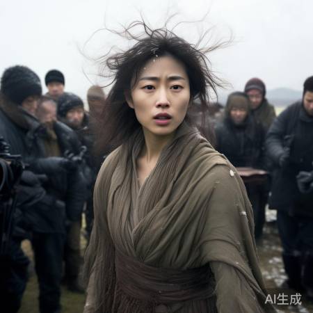 陈妍希寒风中坚持拍摄