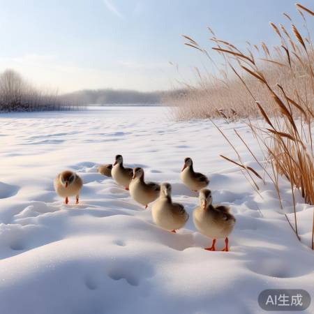 延庆野鸭湖雪景,野鸭芦苇白茫茫
