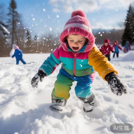 雪地摔跤，妈妈救星