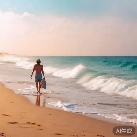 沙滩悠闲漫步