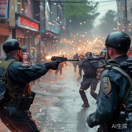 高清画面，警员勇敢行动