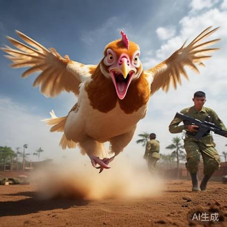 士兵误射，鸡变飞鸡