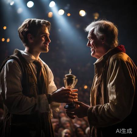 大鹏获师父颁奖,泪眼含笑