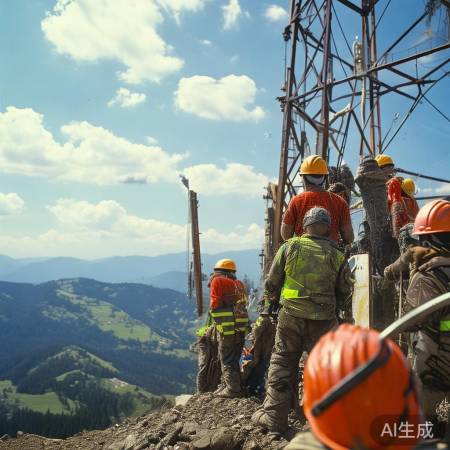 工程师辛勤建5G基站