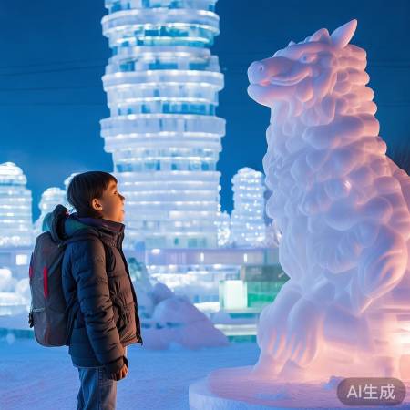 哈尔滨冰雪大世界,雪雕逼真美观