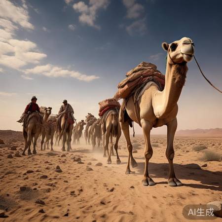 骆驼队克服困难前行