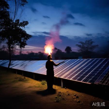 印度男子夜间火把充电：太阳能板新玩法