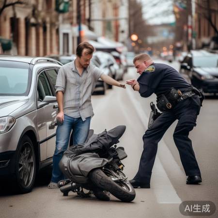 男子开车急变道撞倒摩托车，拒认责引争议