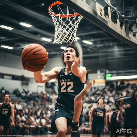 杨瀚森空中接力，球入篮筐