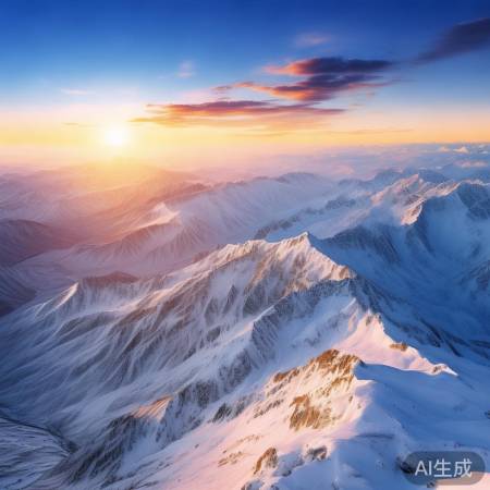 大西北冬日暖阳照雪山