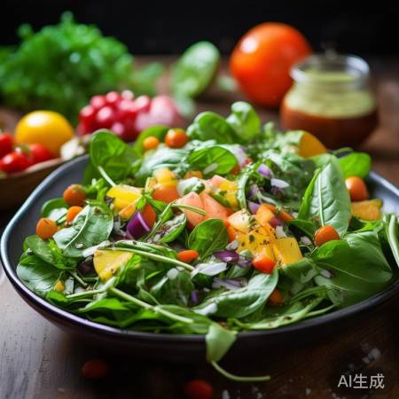 “菠菜水果沙拉，视觉味觉盛宴”