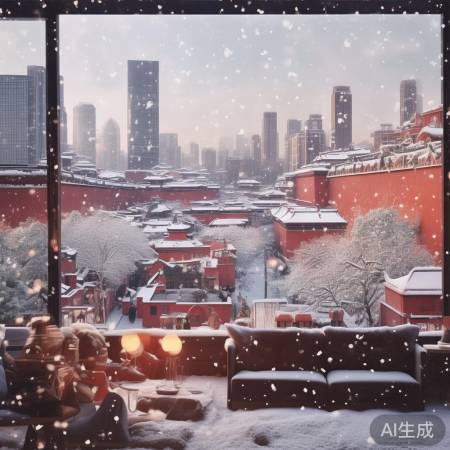 北京初雪，童话般美丽